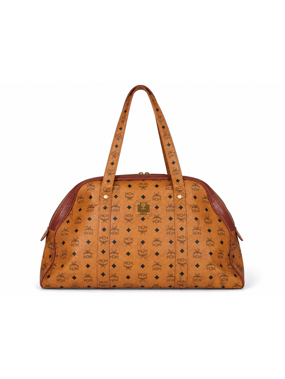 MCM Cognac Monogram Visetos Dome Tote